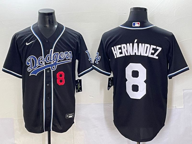Men 2025 Los Angeles Dodgers #8 Hernandez Black Three generations Fashion Nike MLB Jersey style 7045->los angeles dodgers->MLB Jersey